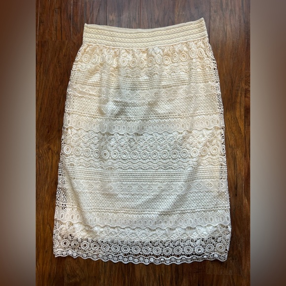 Cream  Women’s Size Large Lace Skirt Bohemia Festival Concert - Picture 2 of 7